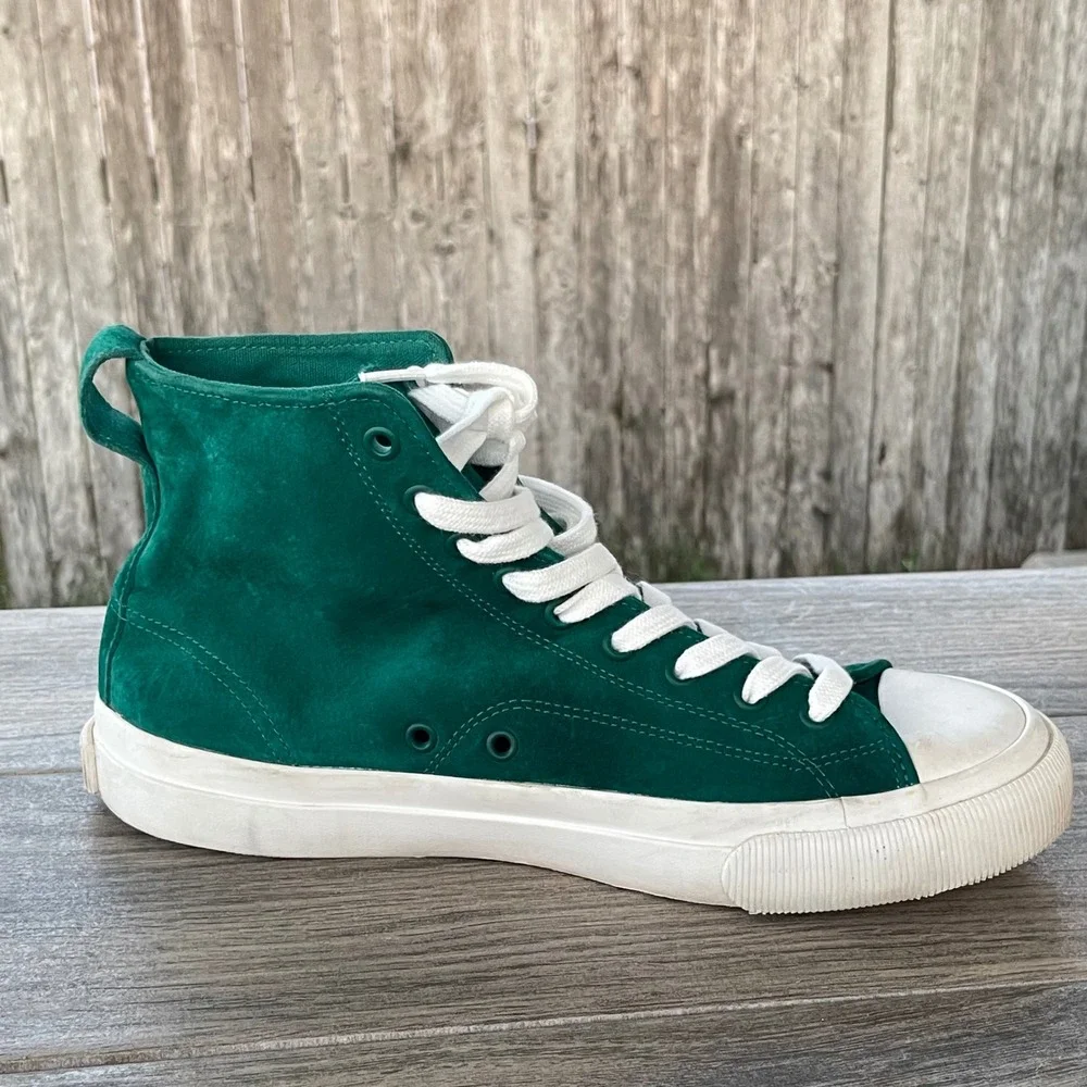PF Flyers Center Hi Sneakers Men 8.5 Green Suede Leather High Top AA22S1AV Shoes - Picture 7 of 13